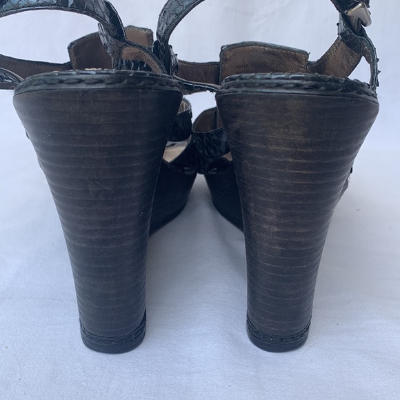 Coach Mallorie Black Wedge Platform Gladiator sandals Sz9 - Picture 6 of 14